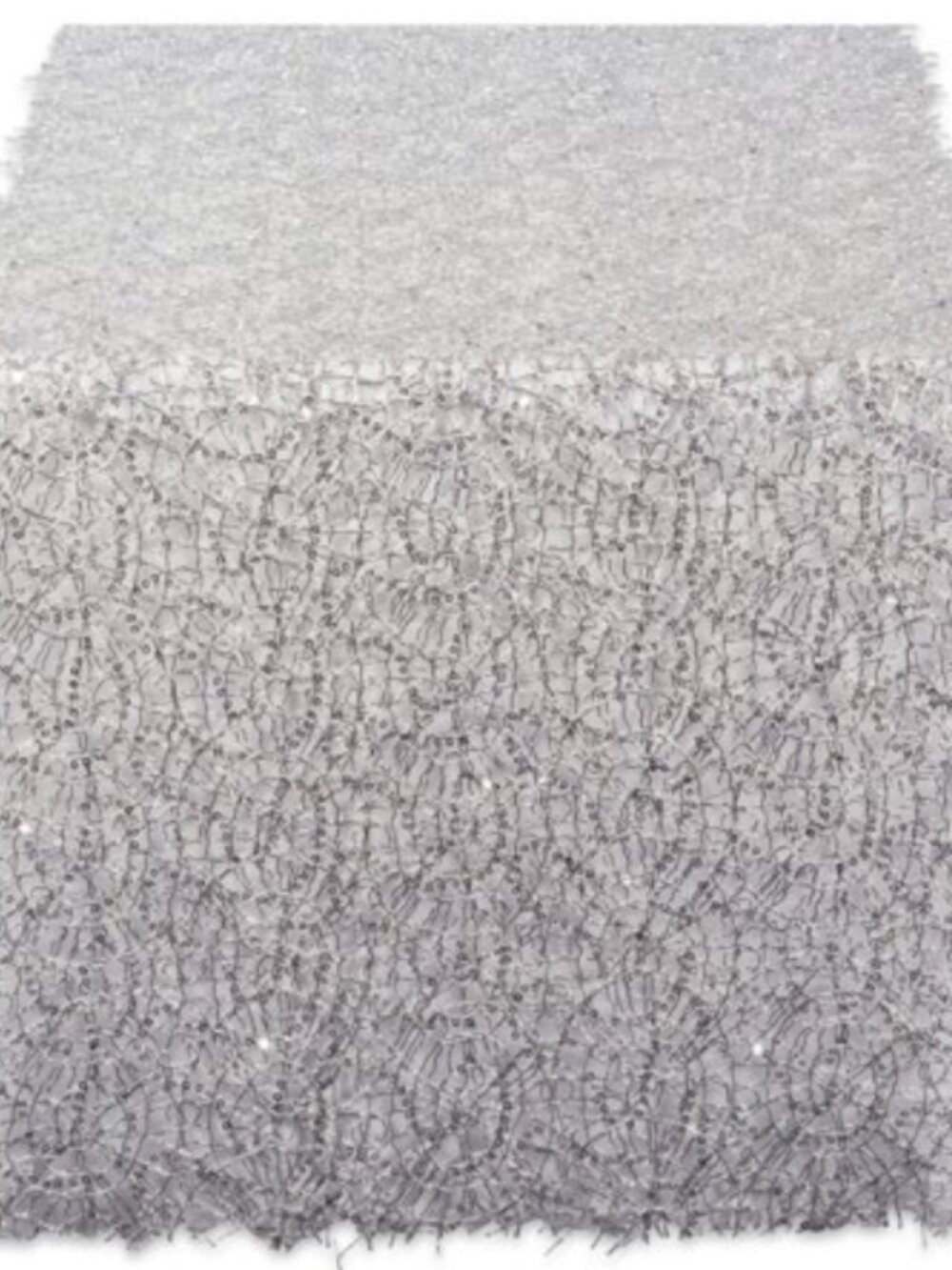 Silver Sequin Mesh Table Runner Roll 16inx10ft